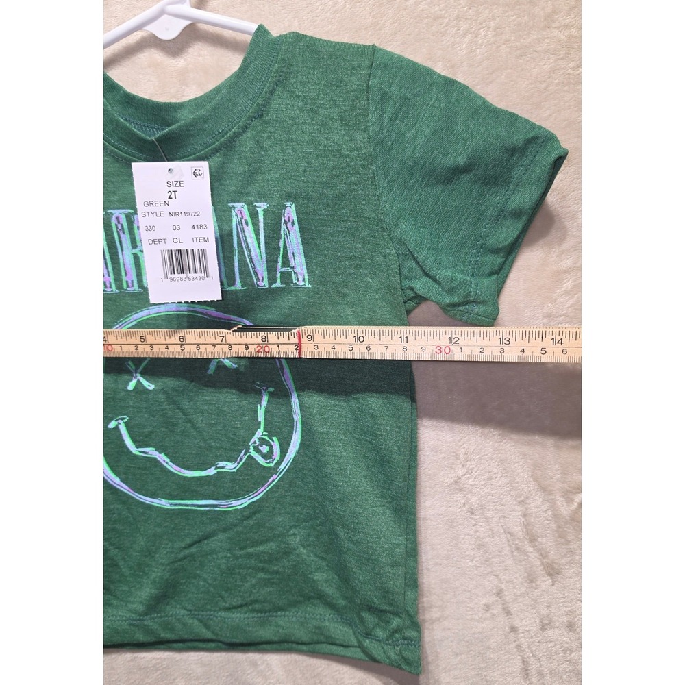 Nirvana Kids Smiley Face Graphic T-Shirt Green Heather Size 2T NEW - Picture 4 of 5